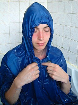 wet poncho on the beach